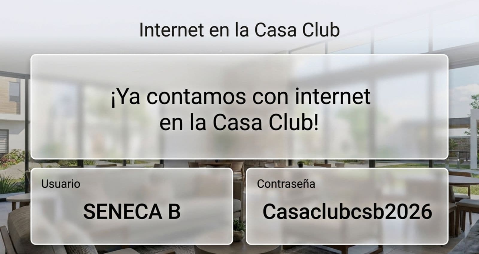 Internet en la Casa Club y áreas comunes